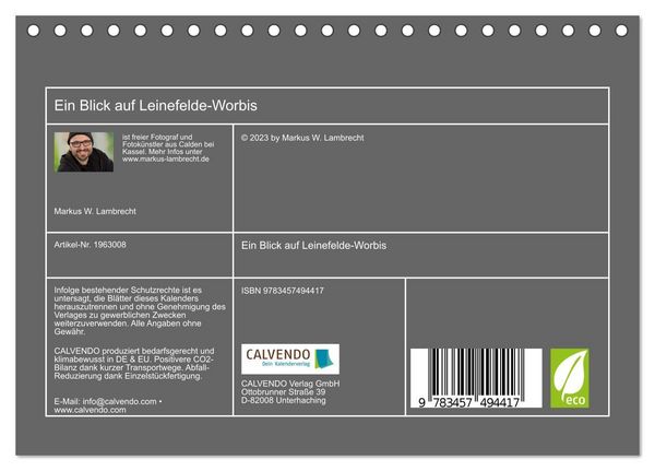 Produktbild: Ein Blick auf Leinefelde-Worbis (Tischkalender 2026 DIN A5 quer), CALVENDO Monatskalender