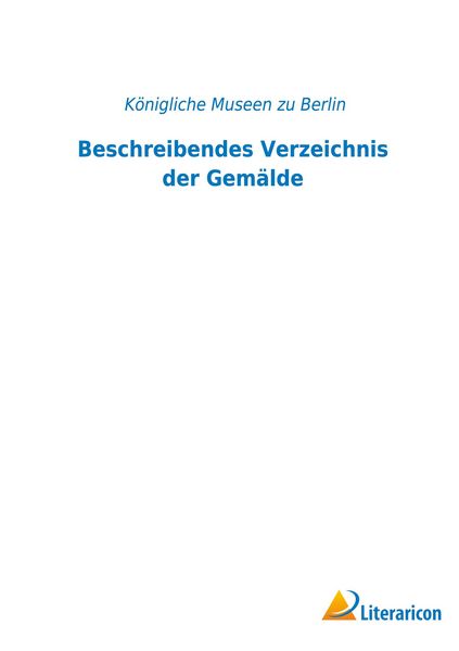 Produktbild: Beschreibendes Verzeichnis der Gem&auml;lde