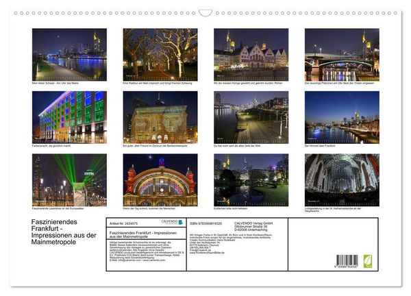 Produktbild: Faszinierendes Frankfurt - Impressionen aus der Mainmetropole (Wandkalender 2027 DIN A2 quer), CALVENDO Monatskalender