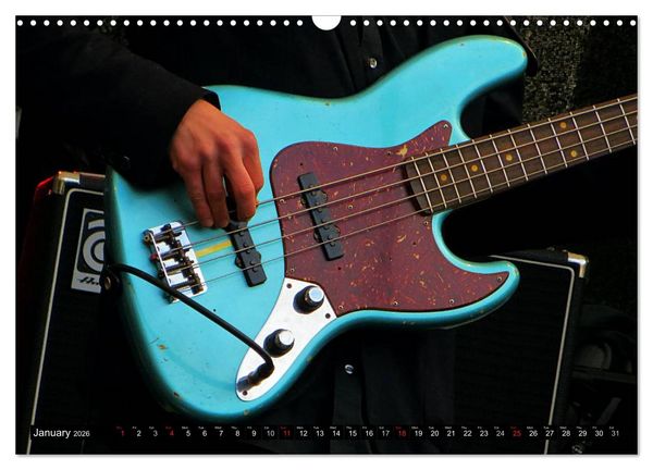 Produktbild: BASS GUITARS put into the spotlight (Wall Calendar 2026 DIN A3 landscape), CALVENDO 12 Month Wall Calendar