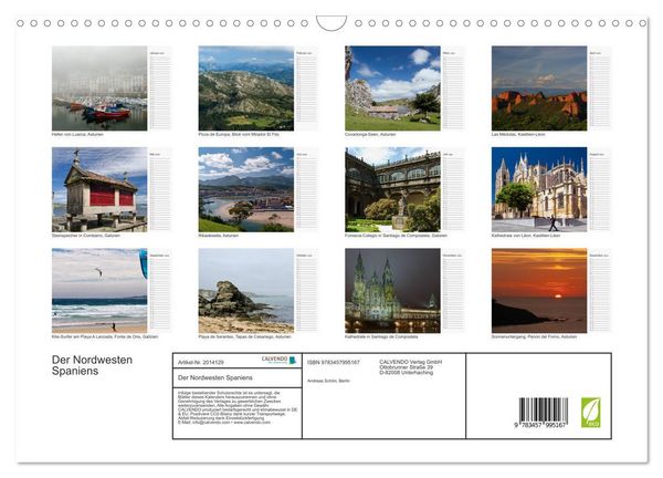 Produktbild: Der Nordwesten Spaniens (Wandkalender 2026 DIN A3 quer), CALVENDO Monatskalender