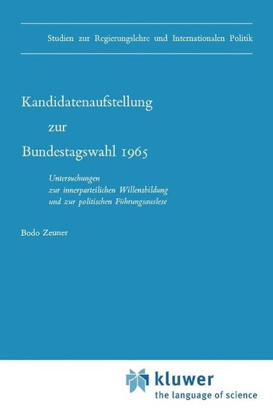 Produktbild: Kandidatenaufstellung zur Bundestagswahl 1965
