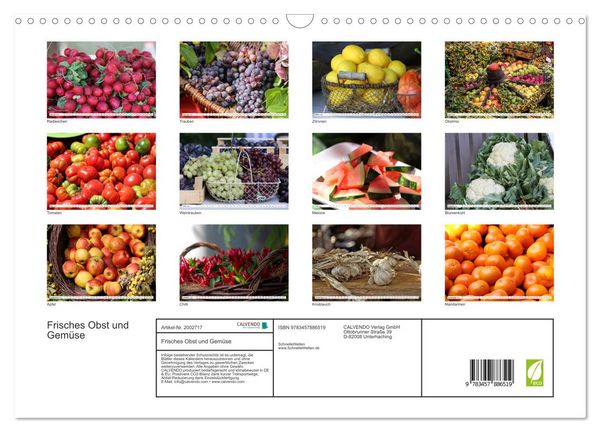 Produktbild: Frisches Obst und Gem&uuml;se (Wandkalender 2026 DIN A3 quer), CALVENDO Monatskalender