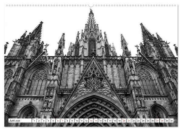 Produktbild: Barcelona Schwarz / Wei&szlig; Impressionen (hochwertiger Premium Wandkalender 2026 DIN A2 quer), Kunstdruck in Hochglanz
