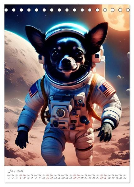 Produktbild: Chihuahua Adventure in Space (Desk Calendar 2026 DIN A5 portrait), CALVENDO 12 Month DeskCalendar