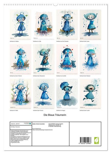 Produktbild: Die Blaue Tr&auml;umerin (hochwertiger Premium Wandkalender 2026 DIN A2 hoch), Kunstdruck in Hochglanz