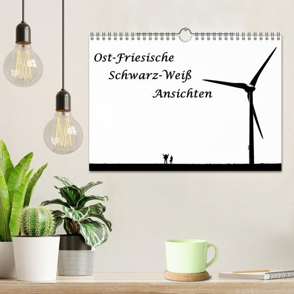 Produktbild: Ost-Friesische Schwarz-Wei&szlig;-Ansichten (Wandkalender 2026 DIN A4 quer), CALVENDO Monatskalender