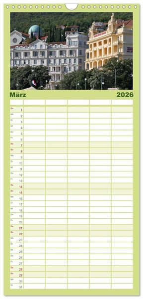 Produktbild: Familienplaner 2026 - Zauberhaftes Opatija mit 5 Spalten (Wandkalender, 21 x 45 cm) CALVENDO