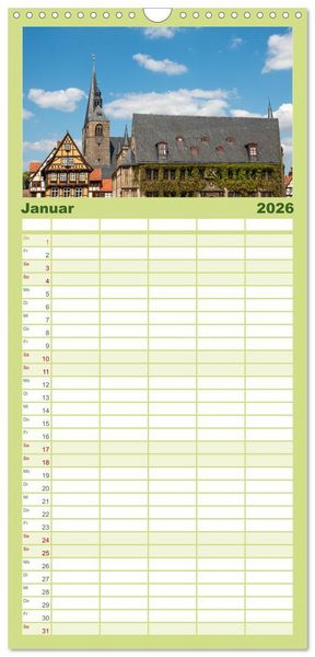 Produktbild: Familienplaner 2026 - Historisches Quedlinburg - Sachsen-Anhalt mit 5 Spalten (Wandkalender, 21 x 45 cm) CALVENDO