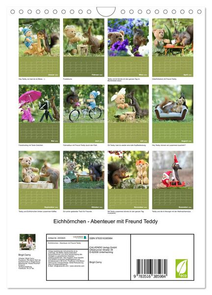 Produktbild: Eichh&ouml;rnchen - Abenteuer mit Freund Teddy (Wandkalender 2026 DIN A4 hoch), CALVENDO Monatskalender