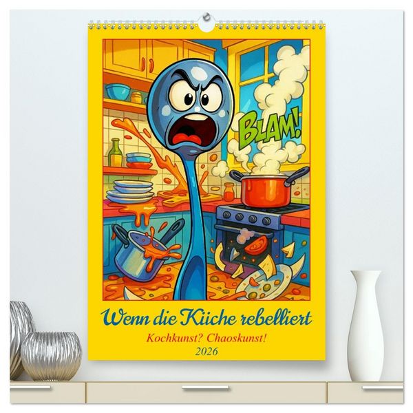 Produktbild: Wenn die K&uuml;che rebelliert - Kochkunst? Chaoskunst! (hochwertiger Premium Wandkalender 2026 DIN A2 hoch), Kunstdruck in Hochglanz