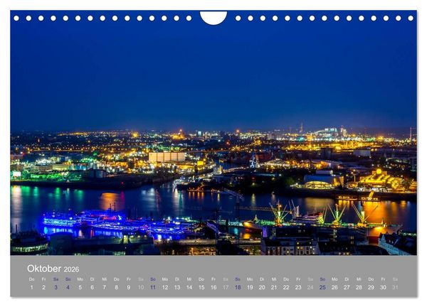 Produktbild: Hamburger Hafen - Im Zauber der Nacht (Wandkalender 2026 DIN A4 quer), CALVENDO Monatskalender