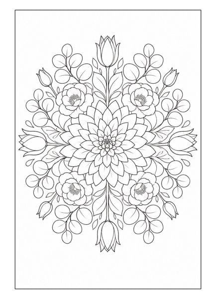 Produktbild: Mandala Blumen Malbuch f&uuml;r Erwachsene mit 100 floralen Ausmalmotiven