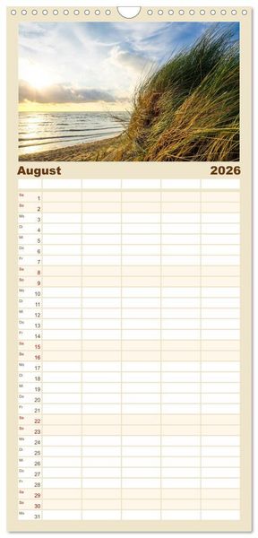 Produktbild: Familienplaner 2026 - Zeeland mit 5 Spalten (Wandkalender, 21 x 45 cm) CALVENDO