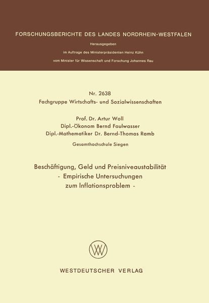 Beschäftigung, Geld und Preisniveaustabilität, Taschenbuch von Artur Woll, VS Verlag für Sozialwissenschaften, 978-3-531-02638-1