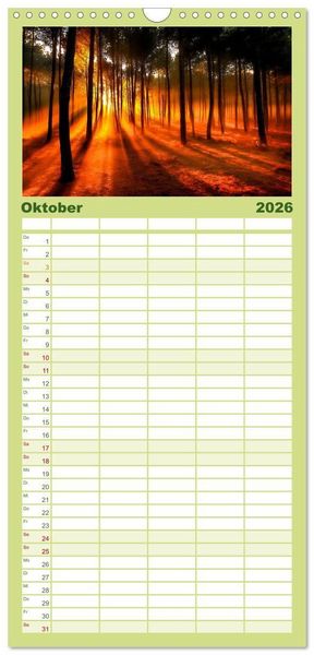 Produktbild: Familienplaner 2026 - Mystik der W&auml;lder mit 5 Spalten (Wandkalender, 21 x 45 cm) CALVENDO