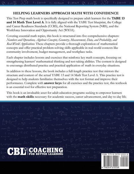 Produktbild: Test Prep Book For TABE 13 and 14 Math Test Level A