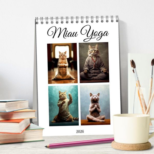 Produktbild: Miau Yoga (Tischkalender 2026 DIN A5 hoch), CALVENDO Monatskalender