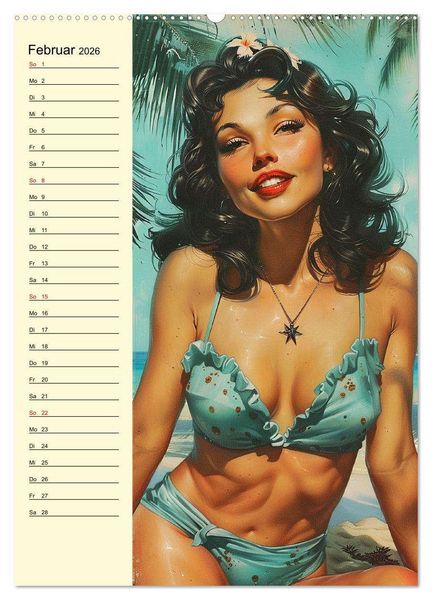 Produktbild: Pin-up-Girls. Sexappeal am Strand (hochwertiger Premium Wandkalender 2026 DIN A2 hoch), Kunstdruck in Hochglanz