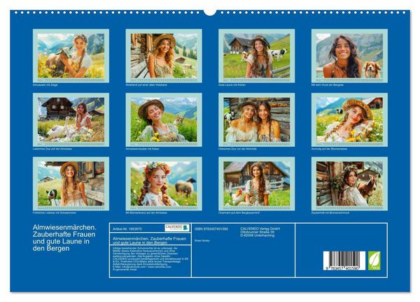 Produktbild: Almwiesenm&auml;rchen. Zauberhafte Frauen und gute Laune in den Bergen (hochwertiger Premium Wandkalender 2026 DIN A2 quer), Kunstdruck in Hochglanz