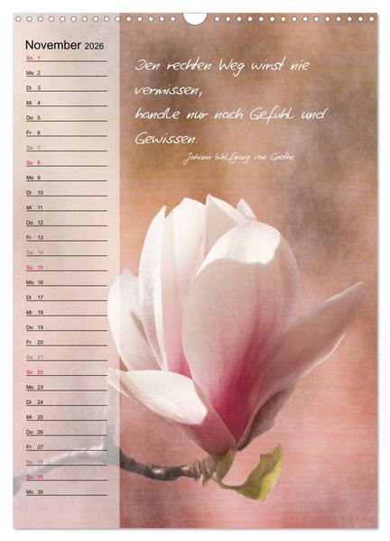 Produktbild: Blumen & Zitate / Geburtstagskalender (Wandkalender 2026 DIN A3 hoch), CALVENDO Monatskalender