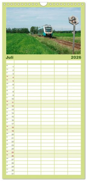 Produktbild: Familienplaner 2026 - D&auml;nische Eisenbahnen mit 5 Spalten (Wandkalender, 21 x 45 cm) CALVENDO