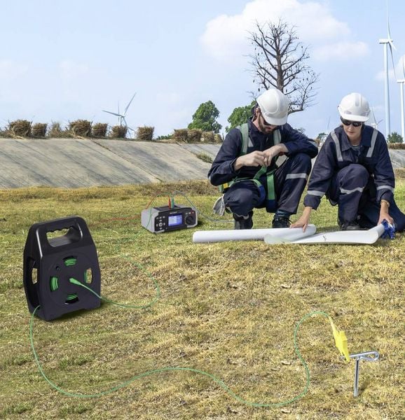 Produktbild: VOLTCRAFT EML-50 Erdungsmessleitung 50 m Gr&uuml;n auf Spindel CAT III 1000 V Kunststofffaser f&uuml;r hohe Zugfestigkeit