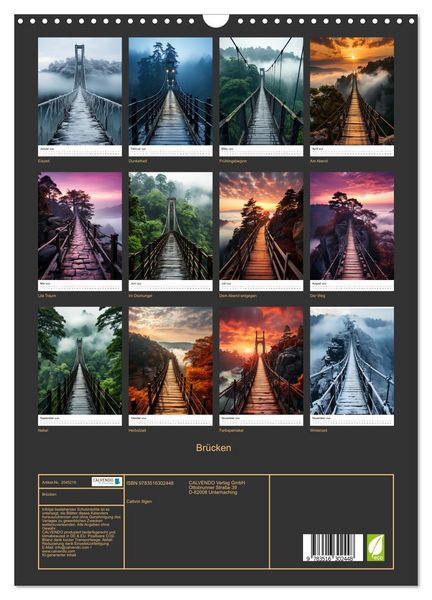 Produktbild: Br&uuml;cken (Wandkalender 2026 DIN A3 hoch), CALVENDO Monatskalender