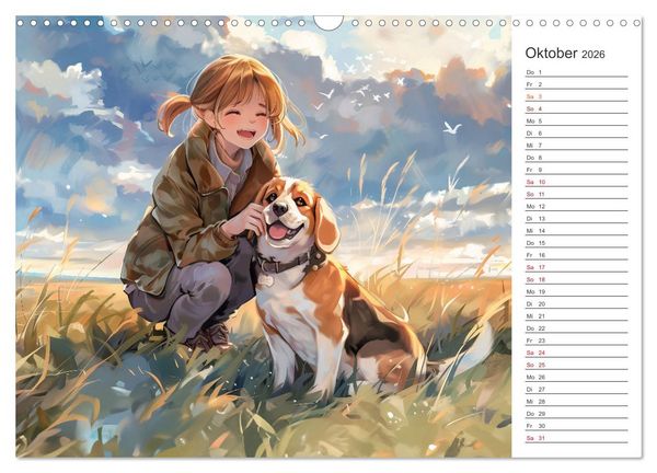 Produktbild: Anime-Freunde - Terminplaner mit niedlichen Tierfreundschaften (Wandkalender 2026 DIN A3 quer), CALVENDO Monatskalender
