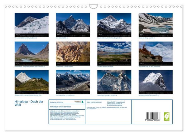 Produktbild: Himalaya - Dach der Welt (Wandkalender 2026 DIN A3 quer), CALVENDO Monatskalender