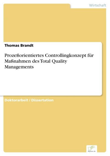 Produktbild: Proze&szlig;orientiertes Controllingkonzept f&uuml;r Ma&szlig;nahmen des Total Quality Managements