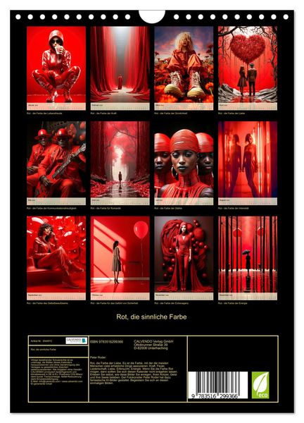 Produktbild: Rot, die sinnliche Farbe (Wandkalender 2026 DIN A4 hoch), CALVENDO Monatskalender