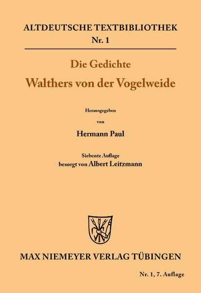 Produktbild: Die Gedichte Walthers von der Vogelweide