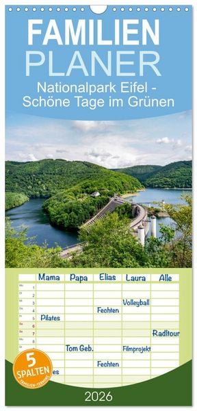 Produktbild: Familienplaner 2026 - Nationalpark Eifel - Sch&ouml;ne Tage im Gr&uuml;nen mit 5 Spalten (Wandkalender, 21 x 45 cm) CALVENDO