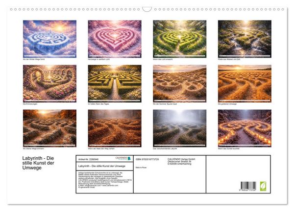 Produktbild: Labyrinth - Die stille Kunst der Umwege (Wandkalender 2027 DIN A2 quer), CALVENDO Monatskalender
