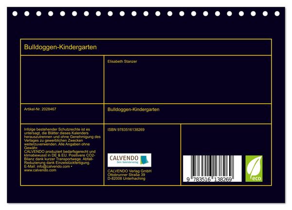 Produktbild: Bulldoggen-Kindergarten (Tischkalender 2026 DIN A5 quer), CALVENDO Monatskalender