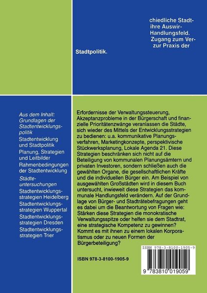 Produktbild: Stadtentwicklung als politischer Proze&szlig;