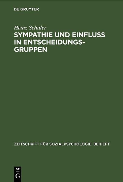 Produktbild: Sympathie und Einflu&szlig; in Entscheidungsgruppen