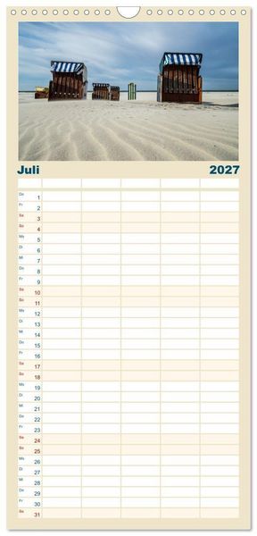 Produktbild: Familienplaner 2027 - Am Strand von Juist mit 5 Spalten (Wandkalender, 21 x 45 cm) CALVENDO