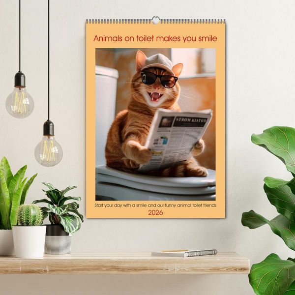 Produktbild: Animals on toilet makes you smile (Wall Calendar 2026 DIN A2 portrait), CALVENDO 12 Month Wall Calendar