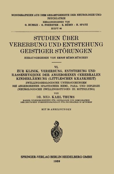 Produktbild: Studien &uuml;ber Vererbung und Entstehung Geistiger St&ouml;rungen