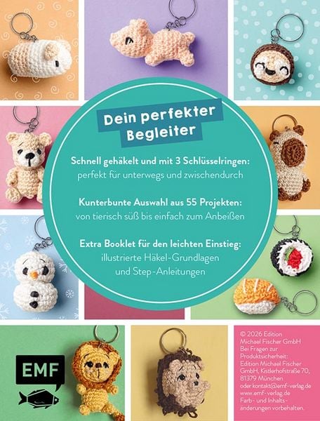 Produktbild: 55 x h&auml;keln &ndash; Mini-Amigurumis Schl&uuml;sselanh&auml;nger: Dein Kartenset mit niedlichen Tieren & mehr