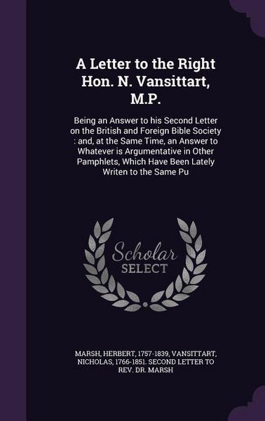 Produktbild: A Letter to the Right Hon. N. Vansittart, M.P.