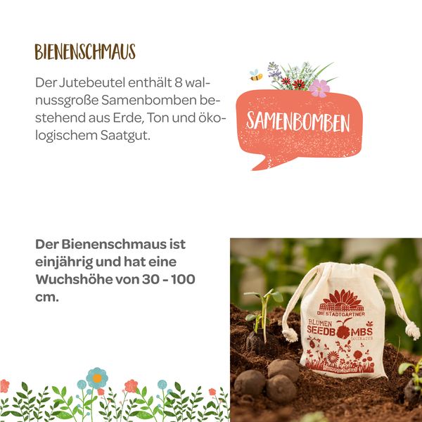Samenbomben 8er Jutebeutel Bienenschmaus