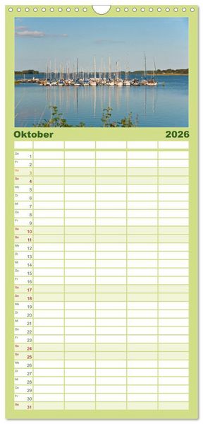 Produktbild: Familienplaner 2026 - Schlei und Ostsee - Eine Region zum Verlieben mit 5 Spalten (Wandkalender, 21 x 45 cm) CALVENDO