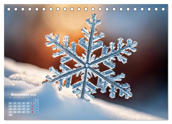 Produktbild: Schneekristalle und Eiszapfen Eisige Zeiten f&uuml;r alle Winterfans (Tischkalender 2026 DIN A5 quer), CALVENDO Monatskalender