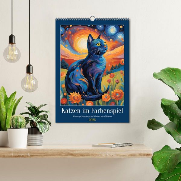 Produktbild: Katzen im Farbenspiel (Wandkalender 2026 DIN A3 hoch), CALVENDO Monatskalender