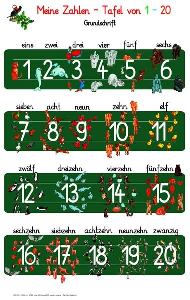 Produktbild: Meine Zahlen-Tafel von 1-20 Grundschrift