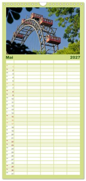 Produktbild: Familienplaner 2027 - Traumhaftes Wien mit 5 Spalten (Wandkalender, 21 x 45 cm) CALVENDO
