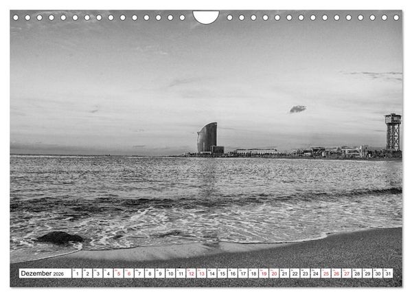 Produktbild: Barcelona Schwarz / Wei&szlig; Impressionen (Wandkalender 2026 DIN A4 quer), CALVENDO Monatskalender
